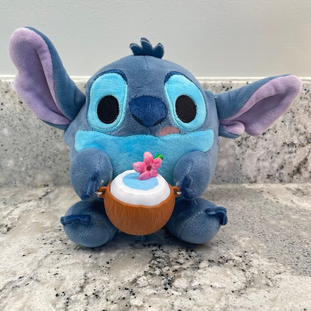 Disney Stitch Plush - Hawaiian Coconut & Hibiscus Flower - 5.25" Stuffed Toy